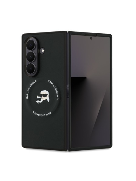 Karl Lagerfeld Karl Lagerfeld PU Karl and Choupette Heads Magnetic Задния калъф за Samsung Galaxy Z Fold 7 Black
