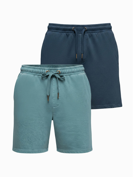 Ombre Clothing Комплект от две мъжки спортни панталонки със свободна кройка - тъмно синьо/тюркоазен V1 Z126 Ombre Clothing