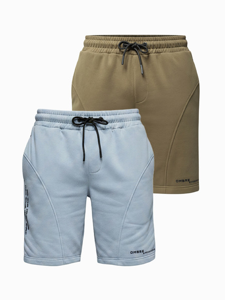 Ombre Clothing Комплект две мъжки спортни шорти с печат - светло синьо/тюркоазно V1 Z127 Ombre Clothing