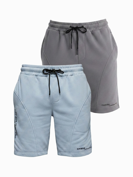 Ombre Clothing Комплект две мъжки спортни шорти с печат - светло синьо/сиво V2 Z127 Ombre Clothing