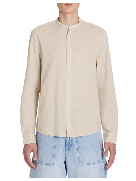 Celio Бежова мъжка риза с ленено каре Celio Galinco