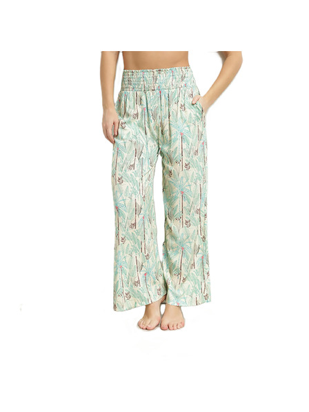 DIM DIM TROPICAL PANTS - Дамски плажни панталони - зелено - светло кафяво - крем