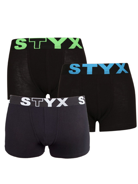 Styx Комплект три - детски боксерки Styx спортна гума черни