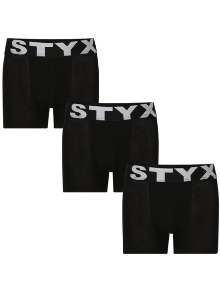 Styx Комплект три - детски боксерки Styx спортна гума черни
