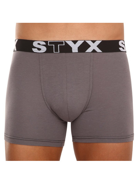 Styx Комплект от три - мъжки боксерки Styx long спортна еластика тъмно сиви