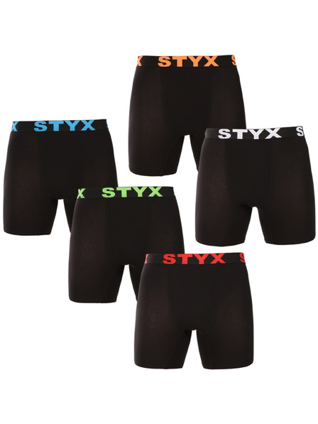 Styx Комплект от пет - мъжки боксерки Styx long спортна еластика черни