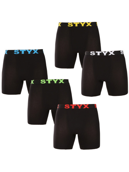Styx Комплект от пет - мъжки боксерки Styx long спортна еластика черни