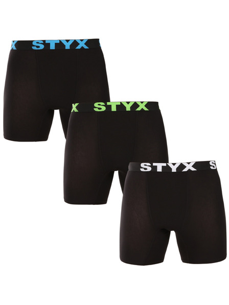 Styx Комплект от три - мъжки боксерки Styx long спортна гума черни