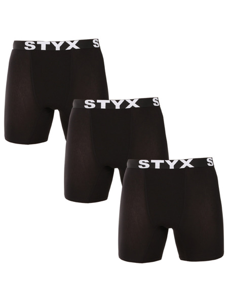 Styx Комплект от три - мъжки боксерки Styx long спортна гума черни