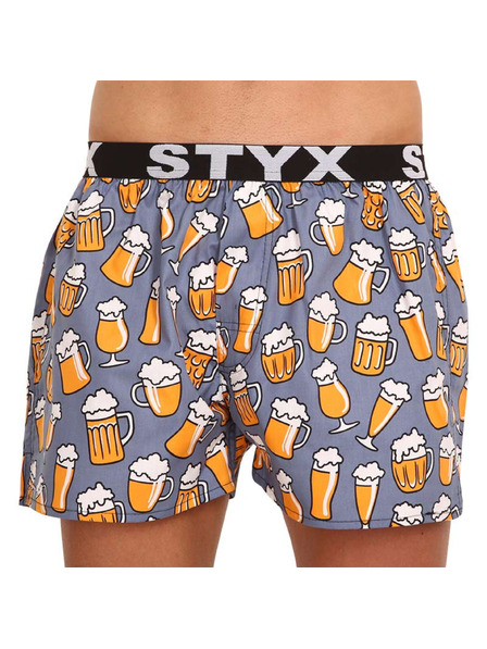 Styx Сиво-жълти къси панталони със спортен ластик Styx art Beer