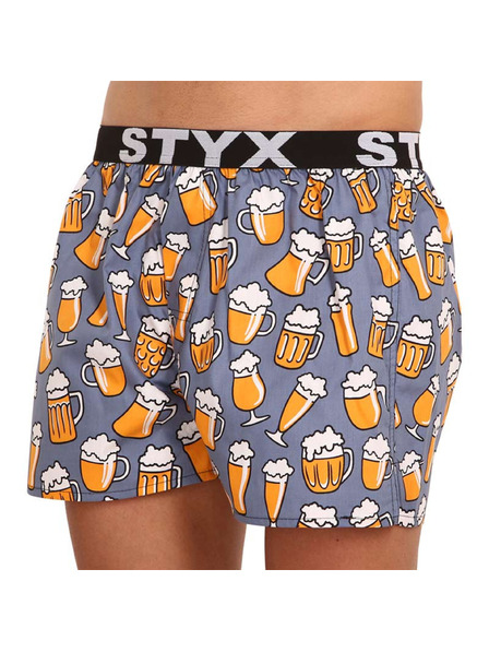 Styx Сиво-жълти къси панталони със спортен ластик Styx art Beer