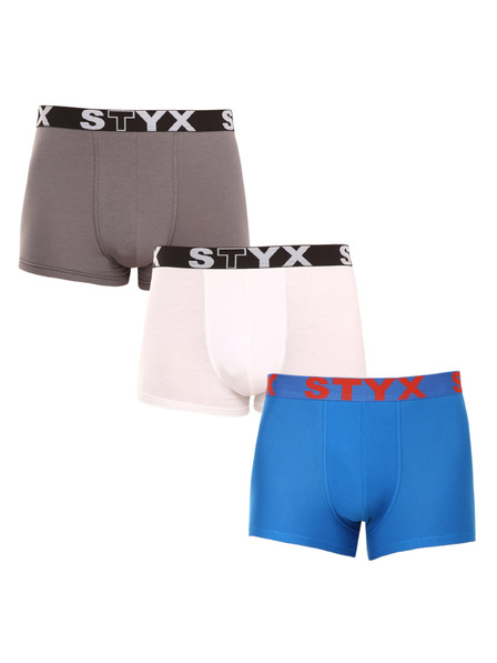 Styx Комплект от три мъжки боксерки в сиво, бяло и синьо Styx