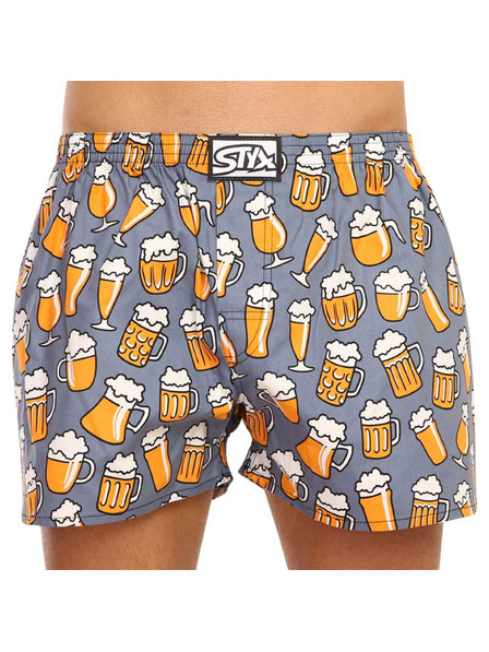 Styx Жълти и сиви мъжки къси панталони с шарка Styx Beer