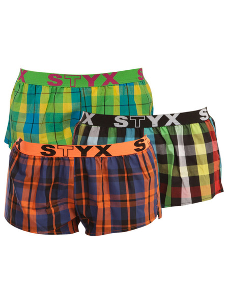 Styx 3PACK дамски спортни шорти Styx еластични многоцветни