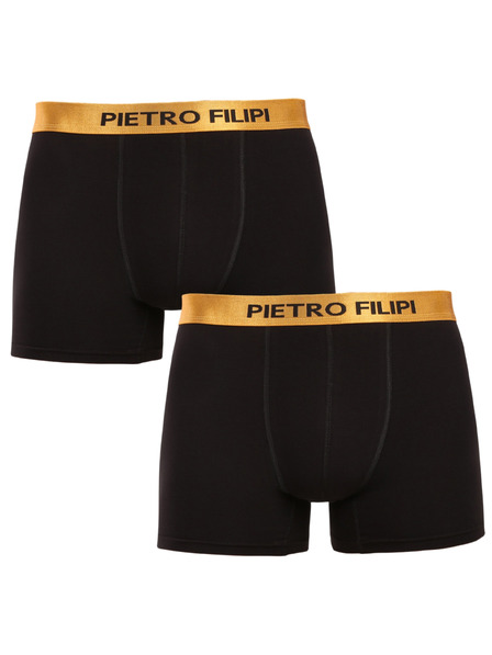 Pietro Filipi Комплект от два - мъжки боксерки Pietro Filipi черни Metalic gold