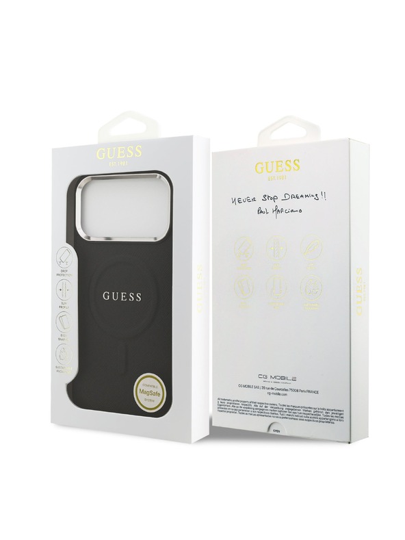 Guess Guess PU Saffiano MagSafe Заден калъф за iPhone 17 Pro Max Black