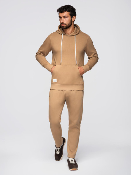 Ombre Clothing Мъжки спортен костюм суитшърт + панталони regular fit - камилена V2 Z120 Ombre Clothing