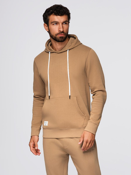 Ombre Clothing Мъжки спортен костюм суитшърт + панталони regular fit - камилена V2 Z120 Ombre Clothing