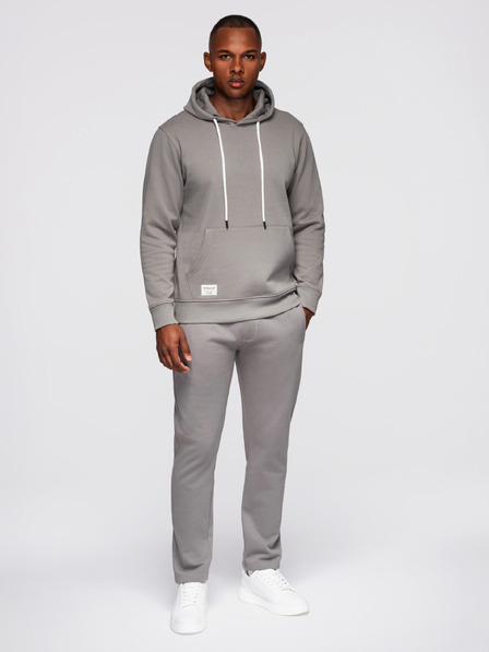 Ombre Clothing Мъжки спортен костюм: суитшърт с качулка + панталони regular fit - сива V8 Z120 Ombre Clothing