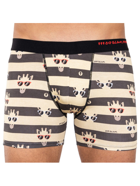 69slam Мъжки боксерки 69SLAM fit bamboo giraffe stripes