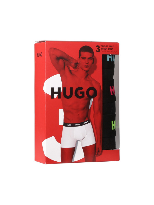 HUGO Комплект три - мъжки боксерки HUGO черни