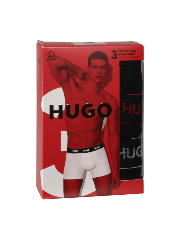 HUGO Комплект три - мъжки боксерки HUGO черни