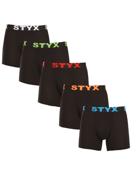 Styx Комплект от пет - мъжки боксерки Styx long спортна еластика черни