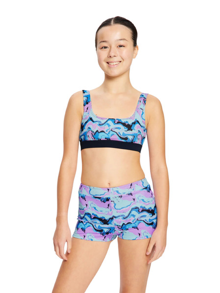 Modibodi Детски бански костюм Modibodi Performance Reversible Crop Top Marble Blue горна част
