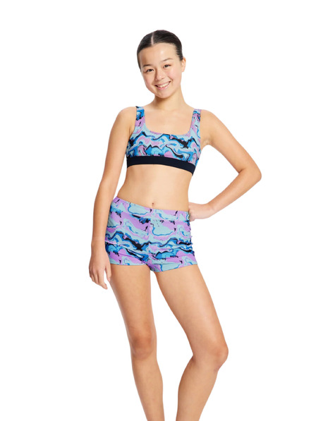 Modibodi Детски бански костюм Modibodi Performance Reversible Crop Top Marble Blue горна част