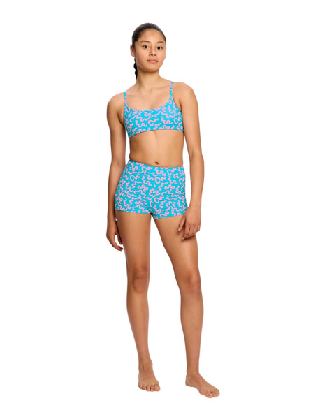 Modibodi Момичешки менструални бански костюм Modibodi Performance Hi Waist Short Super Wavy Blue долна част