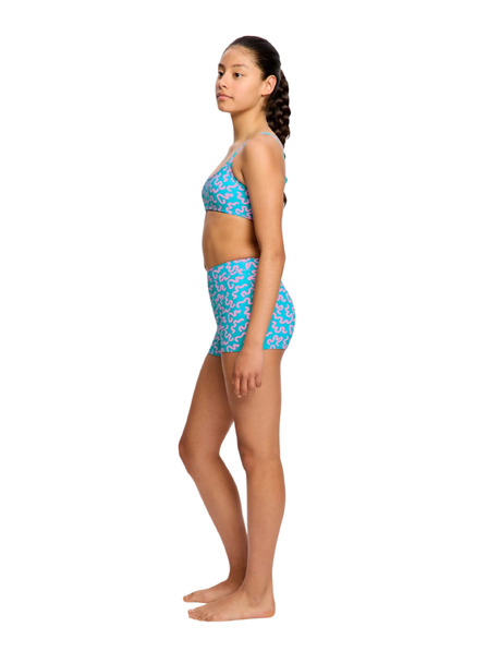 Modibodi Момичешки менструални бански костюм Modibodi Performance Hi Waist Short Super Wavy Blue долна част