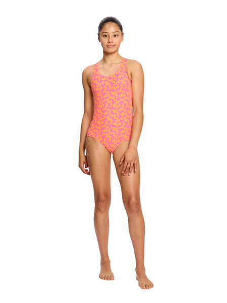 Modibodi Момичешки менструални бански костюм Modibodi Racerback One Piece Light Wavy Pink еднократен