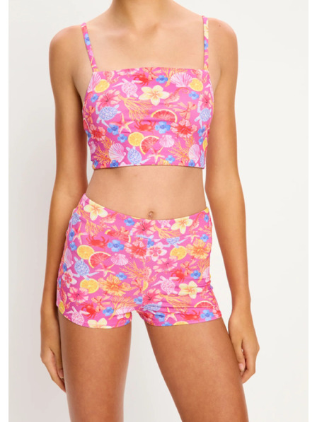 Modibodi Момичешки менструални бански костюм Modibodi Marine Teen Swimwear Hi Waist Short Super Tropicana Crush долна част