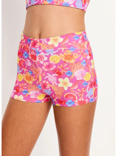 Modibodi Момичешки менструални бански костюм Modibodi Marine Teen Swimwear Hi Waist Short Super Tropicana Crush долна част