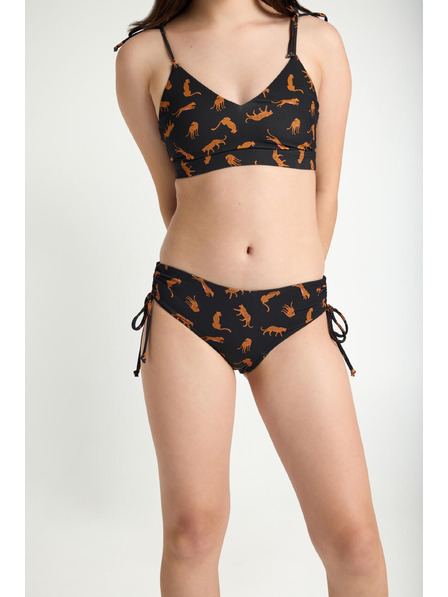 Modibodi Момичешки менструални бански костюм Modibodi Teen High Bikini Cheetah Chase Black долна част