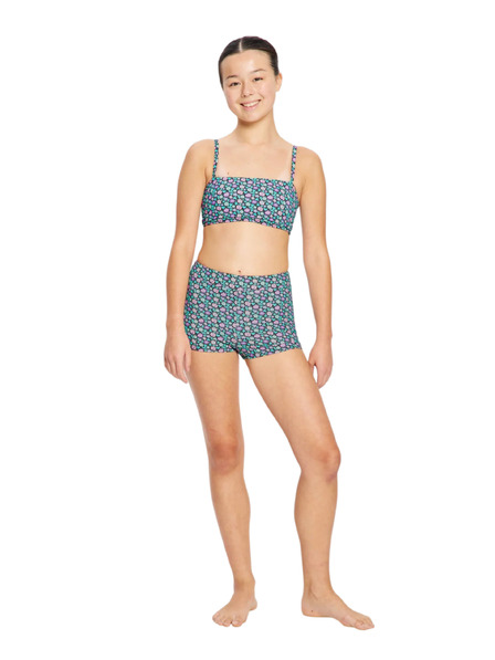 Modibodi Момичешки менструални бикини Modibodi Hi Waist Short Super Luna Blossom Black долна част