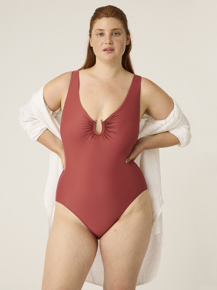 Modibodi Менструални бански костюм Modibodi High V Neck One Piece Sahara Red