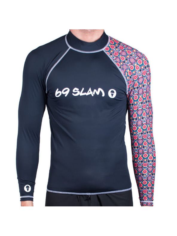 69slam Мъжка тениска 69SLAM flower skulls long