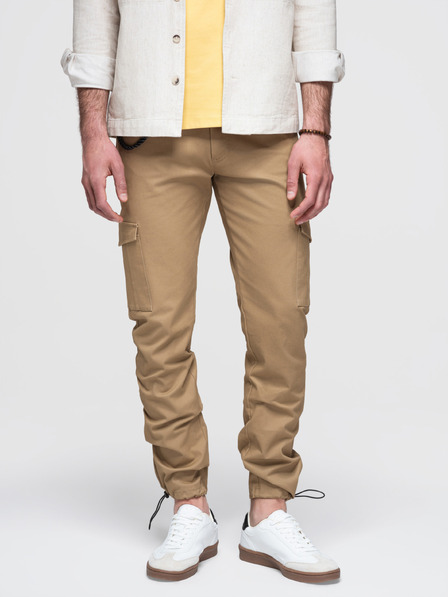 Ombre Clothing Мъжки панталони с джоб за товар и подгъв на краищата - светлокафяви V3 P1526 Ombre Clothing