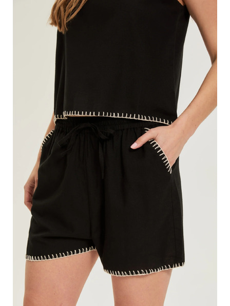 Moodo Къси панталони със съдържание на лен черни Moodo