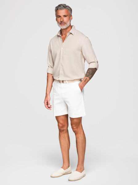Ombre Clothing Мъжка риза от вискоза и лен, regular крой – бежова V1 OM-SHCS-0190 Ombre Clothing