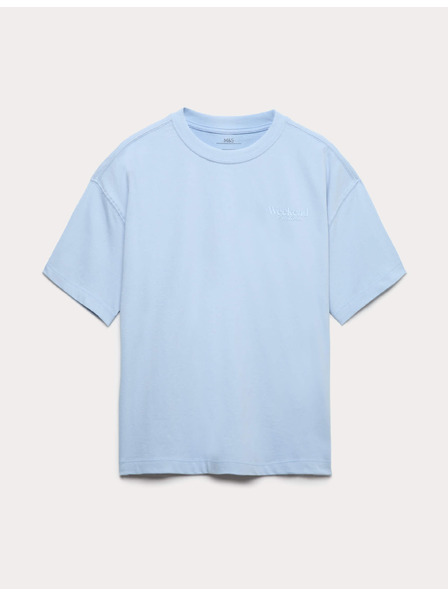 Marks & Spencer Еднотонна тениска от чист памук (2–16 години) Marks & Spencer синя