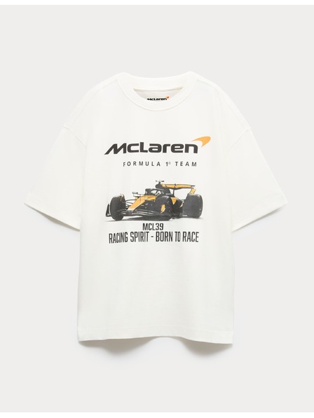 Marks & Spencer Тениска от чист памук с графична мотив McLaren™ (2–16 години) Marks & Spencer бяла