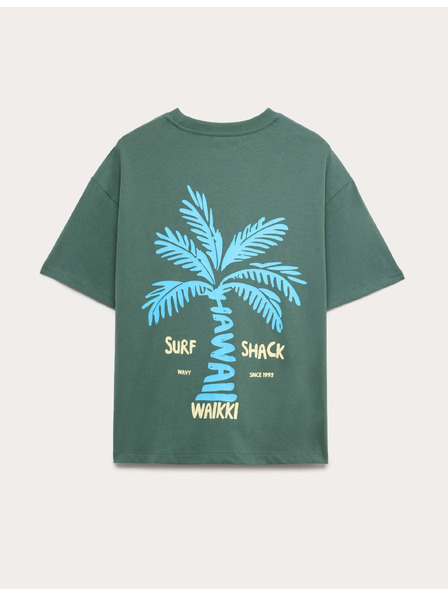 Marks & Spencer Тениска от чист памук с графика на серфиране на Хавай (6–16 години) Marks & Spencer зелена