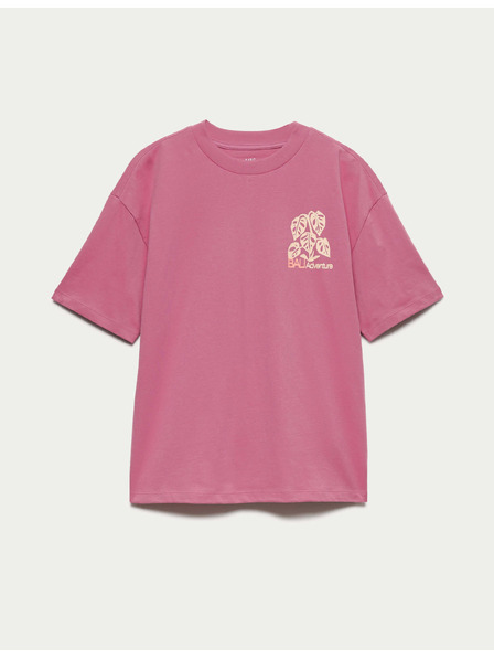 Marks & Spencer Тениска от чист памук с мотив приключение в Бали (6–16 години) Marks & Spencer розова