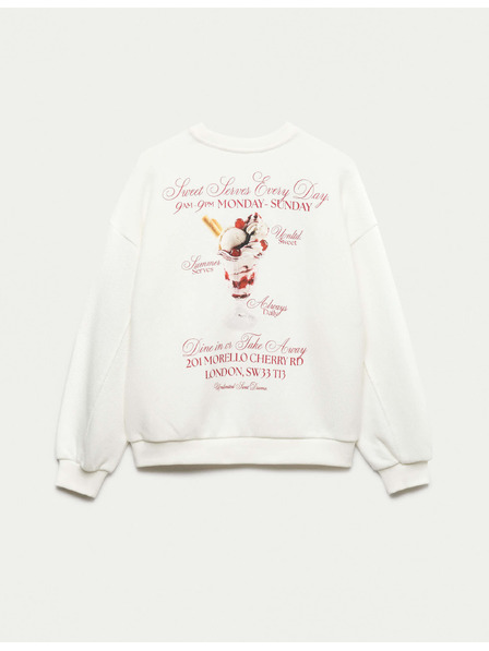 Marks & Spencer Суитшърт с висок дял памук и мотив сладолед (6–16 години) Marks & Spencer кремава