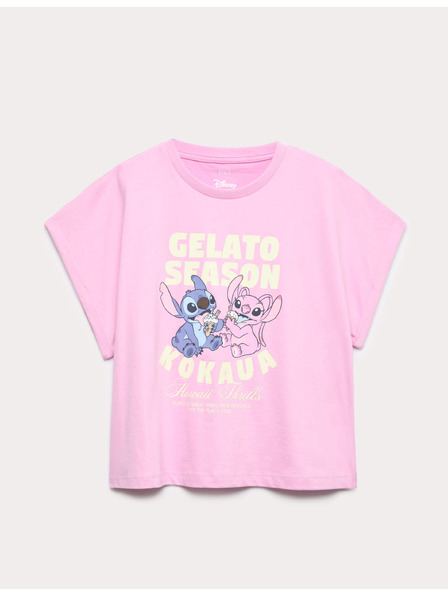 Marks & Spencer Топ с графика Lilo & Stitch™ от чист памук (6–16 години) Marks & Spencer лилава