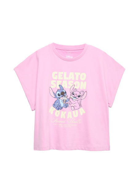 Marks & Spencer Топ с графика Lilo & Stitch™ от чист памук (6–16 години) Marks & Spencer лилава
