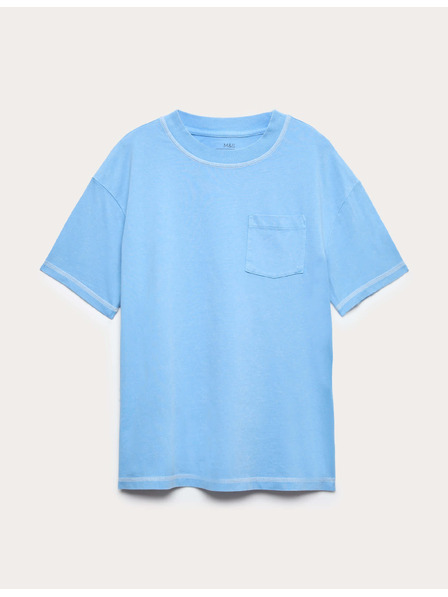 Marks & Spencer Детски пижамен топ от чист памук (6–16 години) Marks & Spencer синя