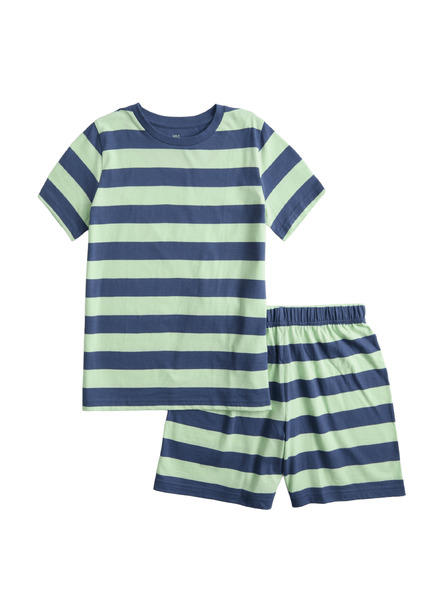 Marks & Spencer Къса детска раирана пижама от чист памук (1–16 години) Marks & Spencer синя